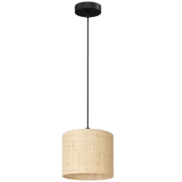 Pendelleuchte Rattan Metall Natur Esstisch E27 Ø18 Cm Rund HäNgelampe Blendarm-image