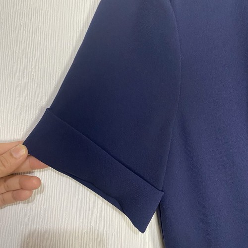 MM LAFLEUR Tory Kleid Damen Marineblau Kurzarm Faux Wickeloptik Größe 4. - Bild 4 von 13