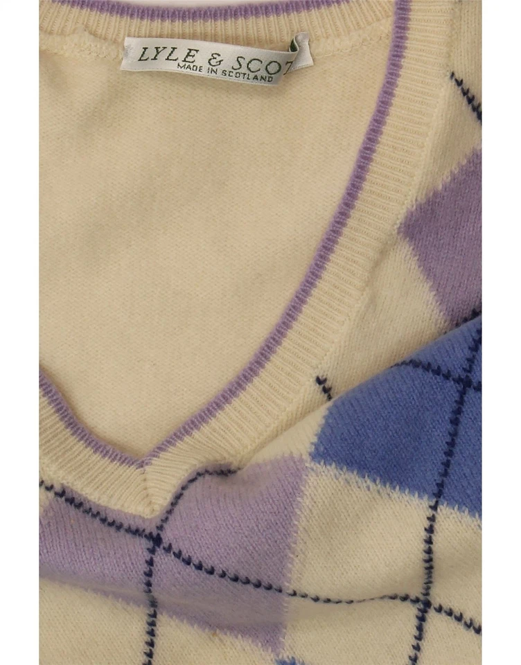 LYLE & SCOTT Hombres Chaleco Camiseta sin Mangas Medio Beige Argyle/Diamante AK13 Foto 3 de 3