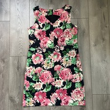 Talbots Floral Sheath Dress Sleeveless Vneck Stretch Sz 14P Wedding Garden