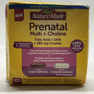 Nature Made Prenatal Multi Choline Folic Acid DHA Exp2/2026 70+70