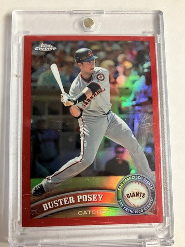 2011 Topps Chrome Buster Posey rifrattore rosso /25 San Francisco Giants