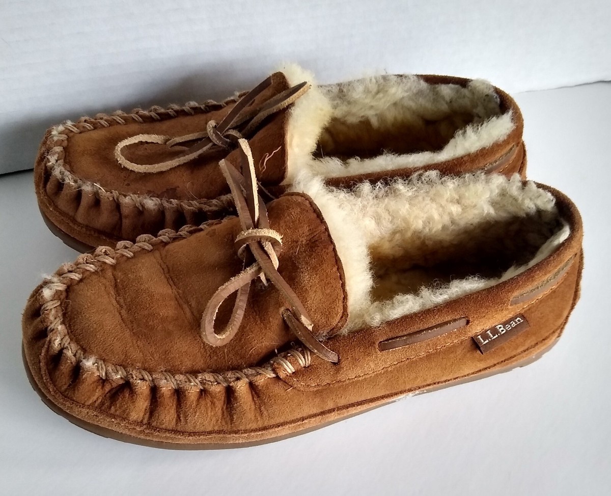 LL Bean Slippers Women's Size Slip On Wicked Faux Fur Rubber
