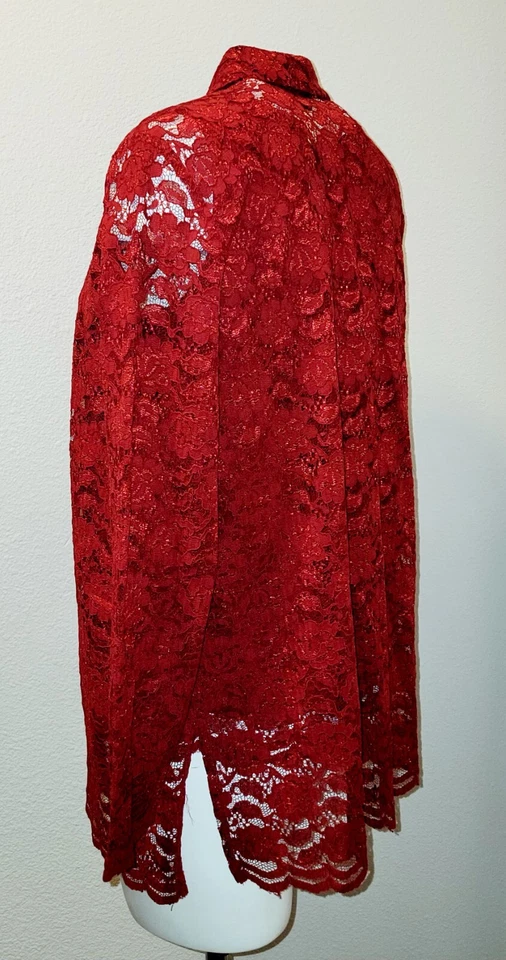Chaqueta y concha de encaje rojo Karen Scott para mujer talla S/M Foto 4 de 4