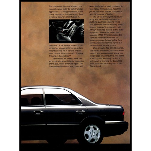 1994 Mitsubishi Diamante LS berlina 2 pagine stampa vintage annuncio cravatta nera foto - Foto 3 di 3