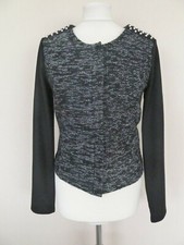 Fab Laura Scott Black White Tweed Stud Detail Jacket Size 10 Bnwt Ponte Sleeves