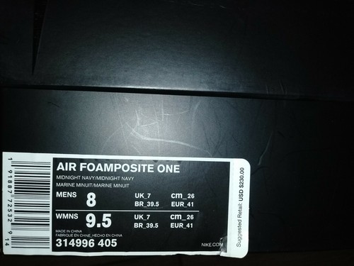 Air Foamposite One Midnight Navy/Midnight Navy 314996-405 Men's Size 8 - Picture 4 of 4