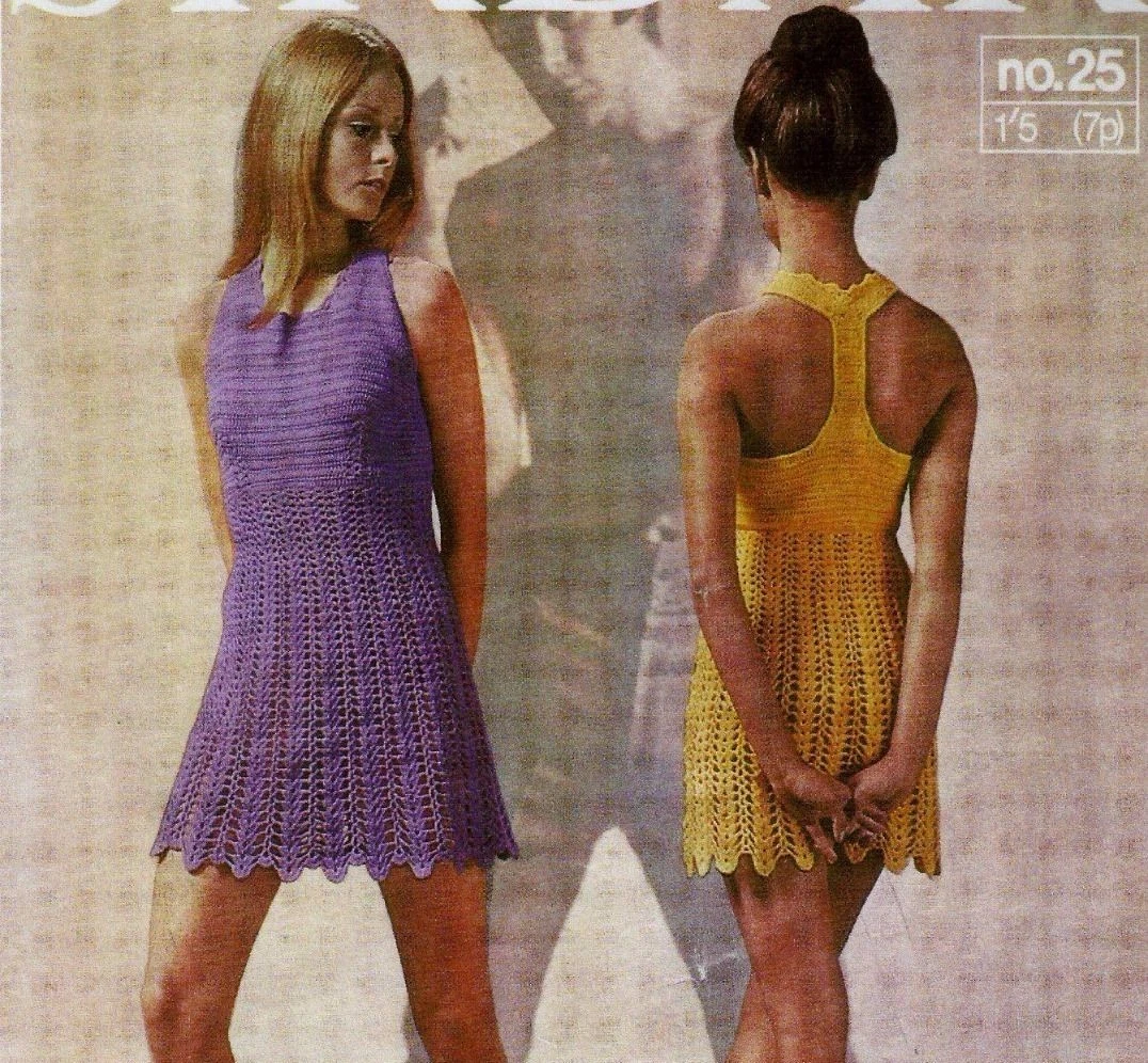 VINTAGE1960'S CROCHET DRESS~4 PLY YARN~CROCHET PATTERN~SIZE 34-38