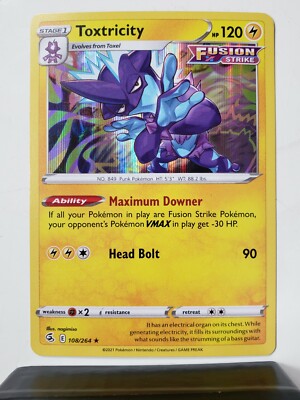HOLO Toxtricity 108/264 NM / M RARE Fusion Strike Pokemon Card $2 Flat Shipping | eBay HOLO Toxtricity 108/264 NM / M RARE Fusion Strike Pokemon Card $2 Flat Shipping | eBay