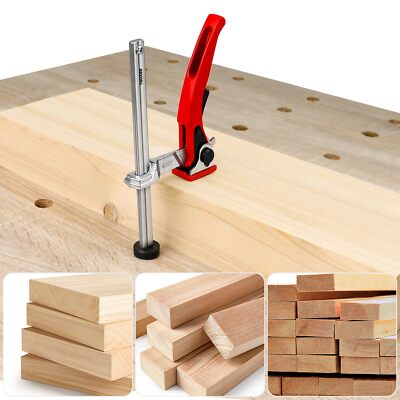 Powertec Bench Dog Clamps For 3/4" Dog Holes, Quick Release And Heavy Duty Workbench Clamps With 176lbs Clamping Force, Woodwor 72105