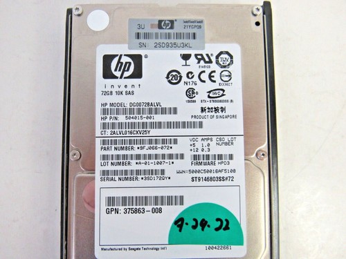 HP 504015-001 Seagate ST9146803SS#72 146GB 10k SAS 6Gbps 16MB Cache 2.5"HDD 19-3 - Picture 4 of 4
