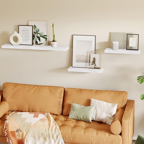 Set of 4 Floating Wall Shelves Picture Ledge Display Rack Book Hanging Shelf UK - Picture 13 of 17