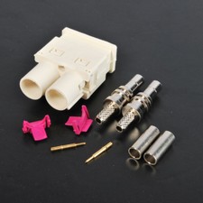 5-Pack Fakra B Dual Male White Car Radio Antenna Connector for RG316 RG174 Cable