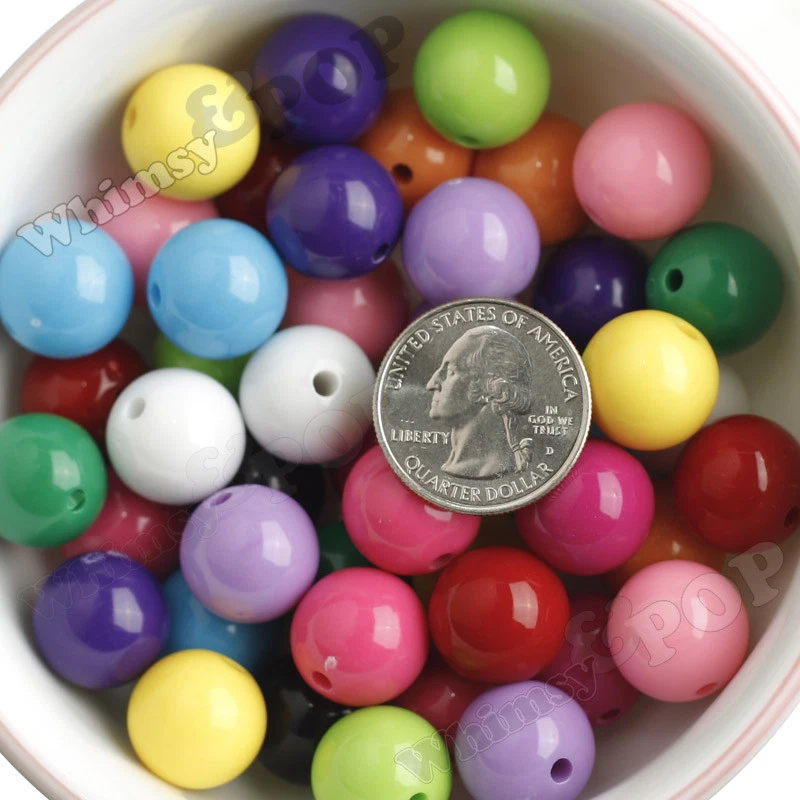 Cuentas gruesas coloridas de chicle de 16 mm, cuentas redondas de acrílico, cuentas coloridas - EE. UU. Foto 2 de 2