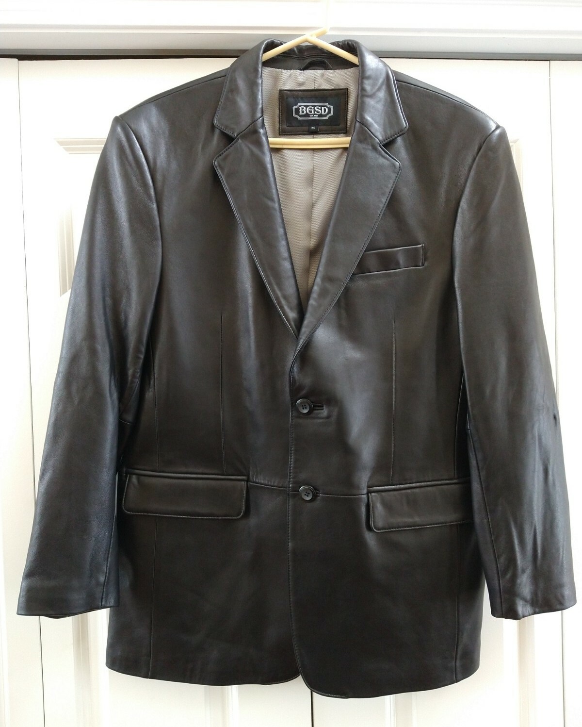 BGSD Men's Black Leather Blazer/2 