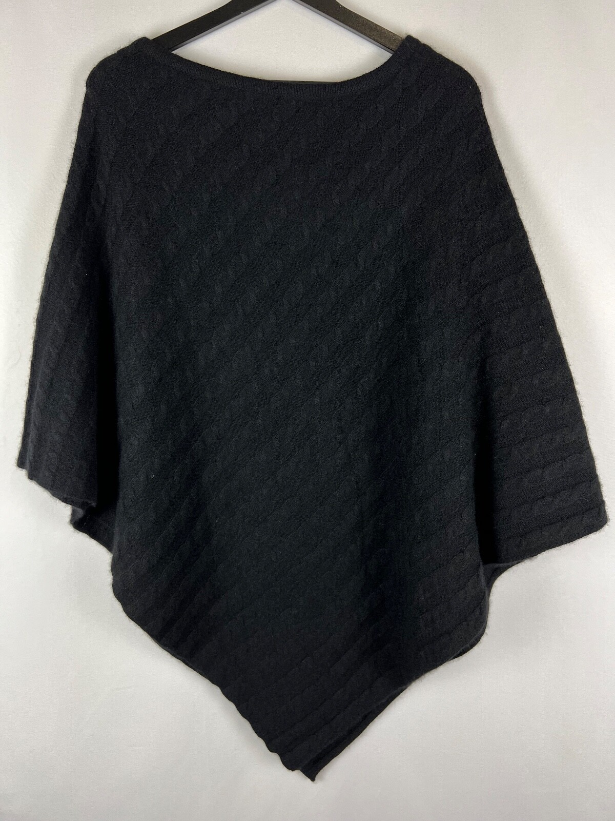 Dillard's Women's Black Cable Knit 100 Cashmere Cape Poncho Sweater