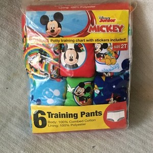 DISNEY JR MICKEY MOUSE SIZE 2T 6 PAIR OF TRAINING PANTS BRAND NEW PACKAGE