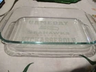 PRYEX Vintage Clear 2 QT Casserole Pan 11" L x 7" W x 2" D  Has SEAHAWKS on it