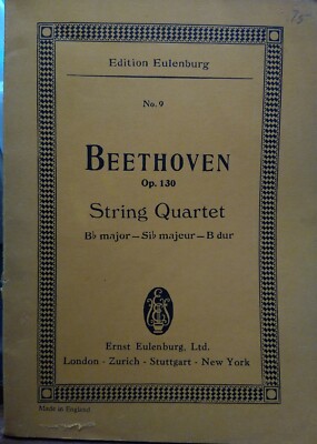 Beethoven Op. 130 String Quartet in B-flat Major Miniature score