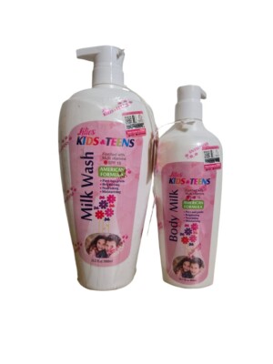 Lilies Kids And Teens Body Milk 400ml, Shower Gel 1000ml SPF 15