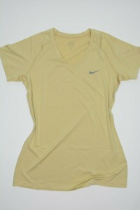 NEW Nike Pro Dri-Fit Womens Gold V-Neck Short Sleeve Athletic Training Shirt D2 | eBay