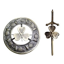 Men's Scottish Shamrock Antique Kilt Pin and Brooch