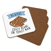Beware VerrüCkte Beans On Toast Mann Untersetzer GeträNke Set Mit 4 Lustig