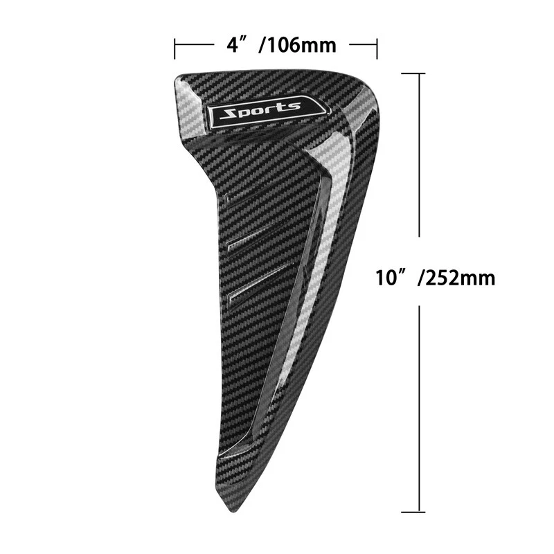 Universal Carbon Fiber Car Side Fender Shark Air Vent Decor Wing Cover Trim - Image 2 of 4