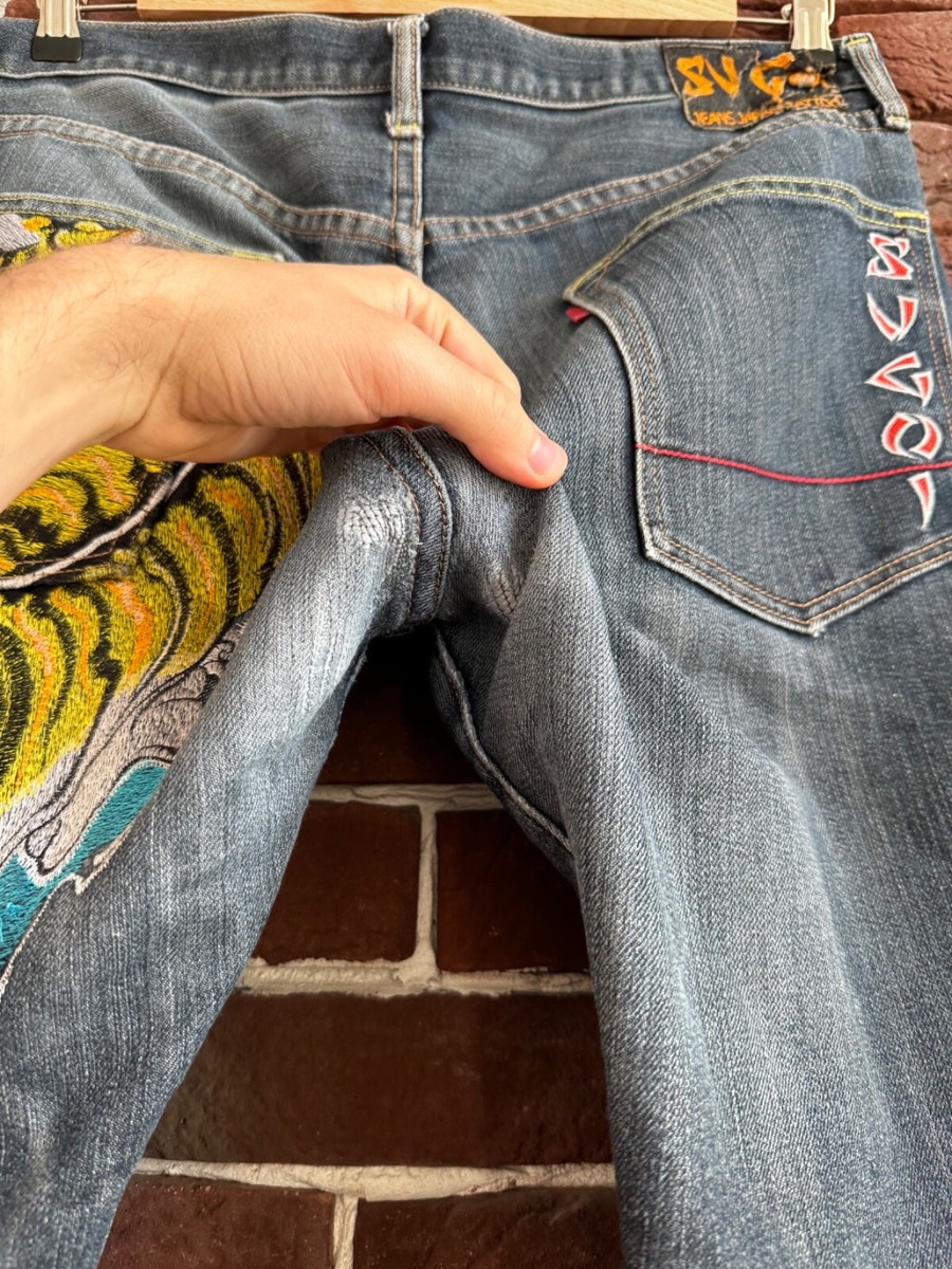 Rare Vintage Sugoi Tiger Japan Denim Drip Pants Y2K 00s 36 | eBay