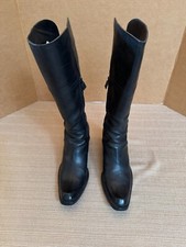 Vintage Costume National CNC Black Leather Boots with Mid-Heel