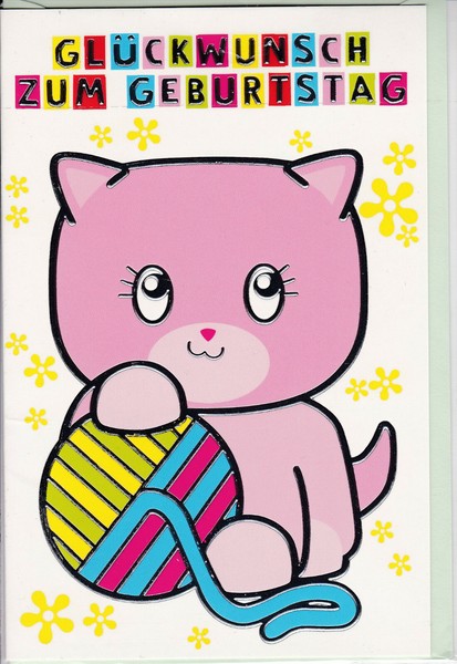 1 GlüCkwunschkarte Zum Geburtstag Geburtstagskarte Karte Katze #51Sk5004-image