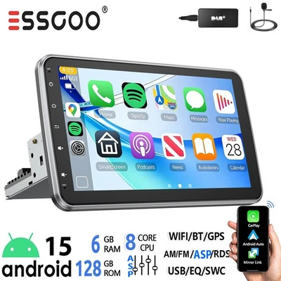 DAB+ 128G Android15 1 DIN Autoradio Carplay GPS Navi mit 360° Drehbar Bildschirm - Bild 1 von 4