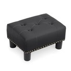  Small Ottoman Foot Rest, Leather Upholstered Foot Stool Black PU Leather