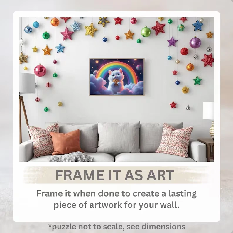 100pc Cute Rainbow Cookie Cat Jigsaw Puzzle Kitten in Space Kids Gift Fun Game - Image 3 of 4