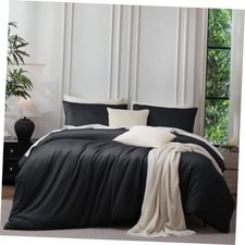 King Duvet Cover Set - 100 Extra Long King 104"x90" Black No Comforter