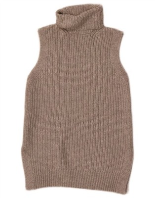 Marks & Spencer Womens Roll Neck Vest Tank Top UK 10 Small Grey Polyester BK04