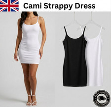 Ladies Strappy Cami Mini Bodycon Vest Tank Top Dress Plus Size Stretchy Jersey