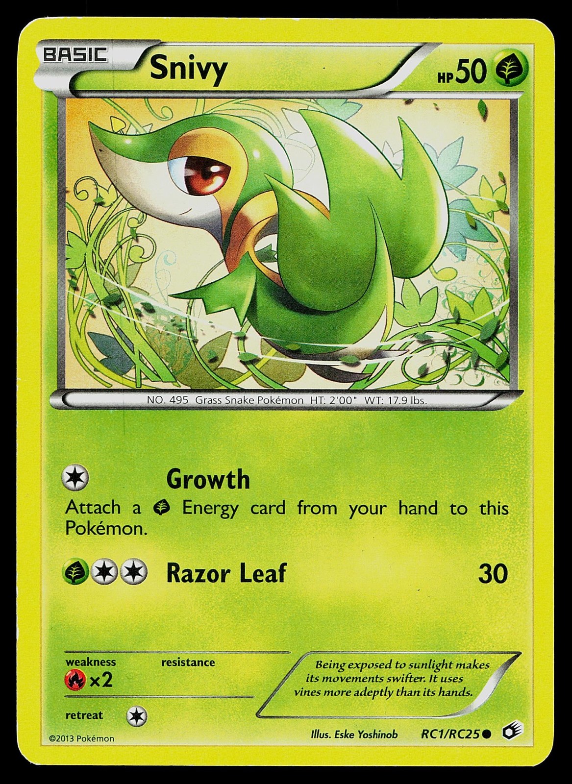 Pokemon Card Legendary Treasures: Radiant Collection Snivy RC1/RC25 Common Holo