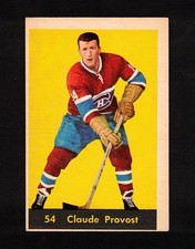 1960-61 CLAUDE PROVOST #54 VG-EX Parkhurst Record 9 CUPS Not In HOF Hockey Card
