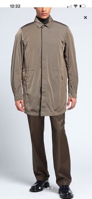 MooRER Men s Full Length Jacket Khaki Shell Waterproof Mackintosh L $1695 NWT 