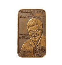 Bronze Lingot JERRY LEWIS Vintage 1977 Muscular Dystrophy Collector's Nobel