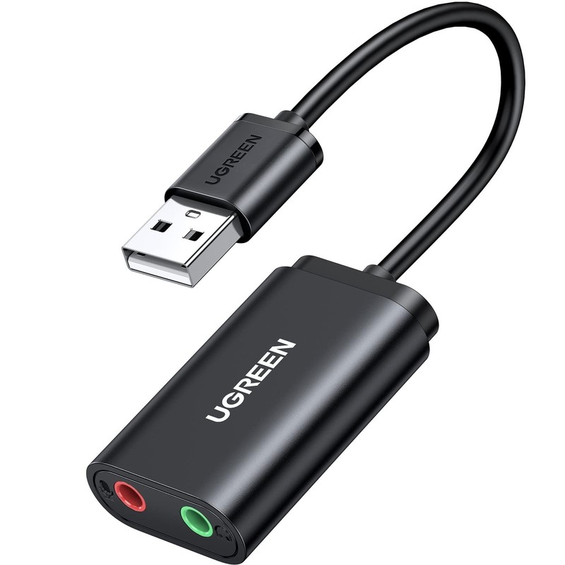 UGREEN USB Sound Card DAC | Stereo Dual Aux Headphone & Mic Adapter