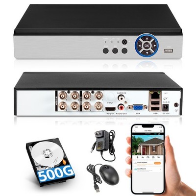 8 Channel 500GB H.265+ 5MP Lite DVR HD 1080p Recorder for Security Camera System