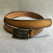 Levi's Genuine Leather Belt Plaque Buckle Bridle Belt With Snap Closure