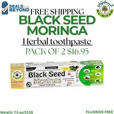 2 Pack ~ Al-Riyan, Black Seed Moringa Flouride-Free Herbal Toothpaste, 7.5 oz