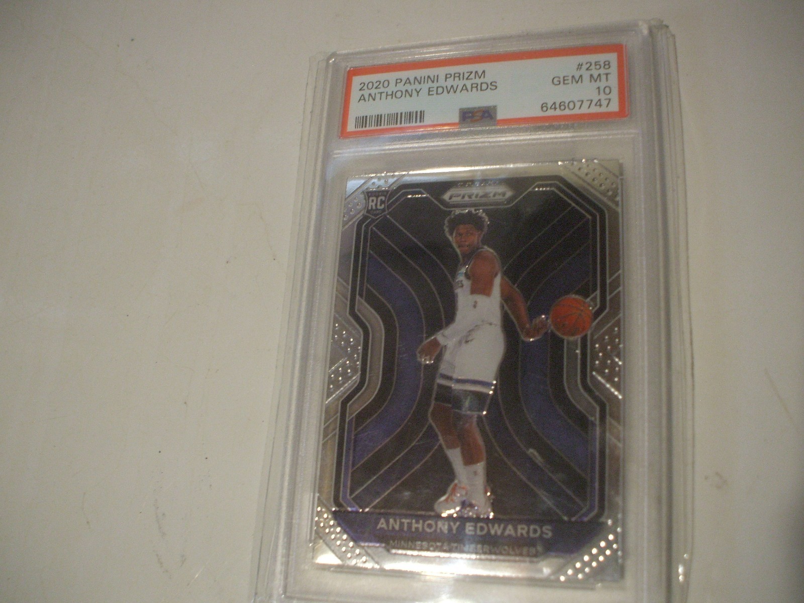 2020-21 Panini Prizm Anthony Edwards Base PSA 10 GEM MINT Wolves #258 RC