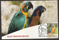 (BL) India 2016 EXOTIC BIRDS Maxi card - BLUE THROATED MACAW
