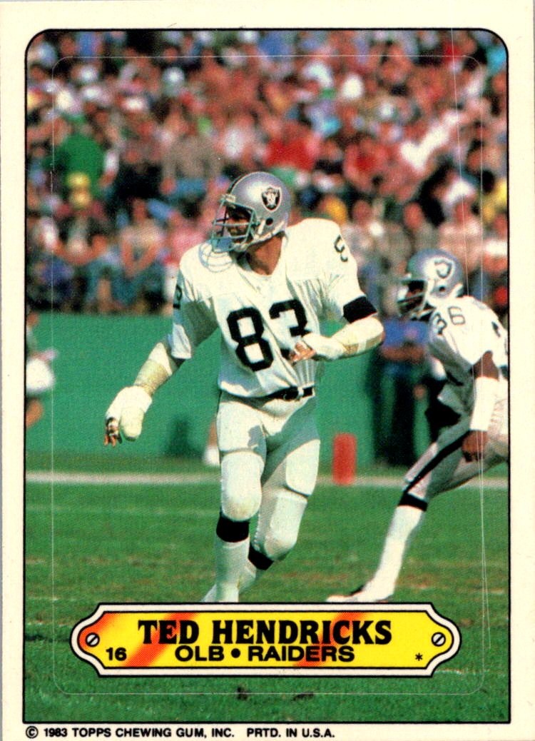1983 Topps #16b Ted Hendricks Stickers