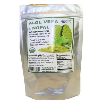 Aloe Vera & Nopal Cactus Gastritis Constipation Pure 100% Fiber 1/2 Lb  ALKAVITA | eBay