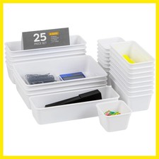 25-Piece Drawer Organizer Set, Storage Trays for Kitchen, Bathroom, Office, M...